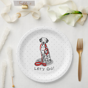 Funny Let's Go! Walk Dalmatian Dog (black 1) Paper Plate