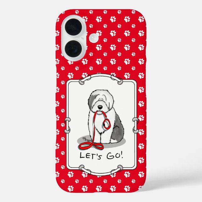 Funny Let's Go! Walk Old English Sheepdog (Grey 1) Case-Mate iPhone Case (Back)