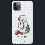 Funny Let's Go! Walk Old English Sheepdog (Grey 1) Case-Mate iPhone Case<br><div class="desc">Let's Go! (for a walk) Old English Sheepdog - Cute, excited OES with a red leash and collar in his mouth, ready to go do something... go for a ride, go play, go for a walk, on a vacation, anywhere! Copyright © Angi Laframboise. Funny Old English Sheepdog dog breed and...</div>