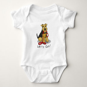 Funny Let's Go! Welsh Terrier Dog with Leash Baby Bodysuit