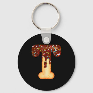 Funny Letter T Ice Cream Chocolate Sprinkles  Key Ring