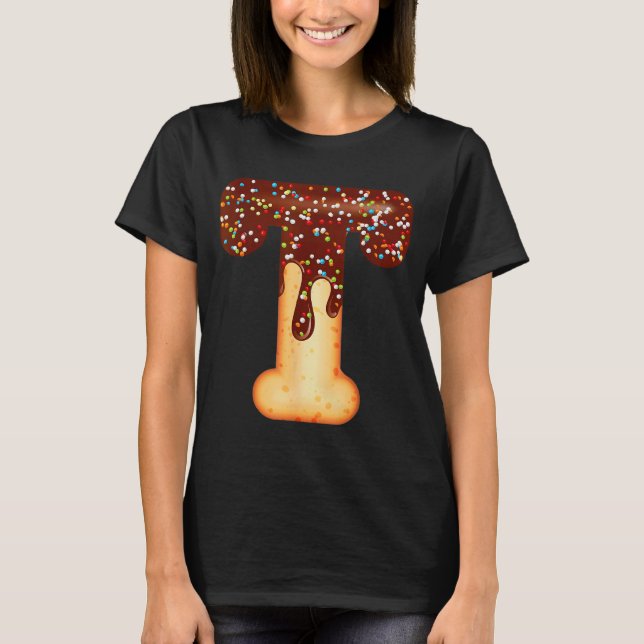 Funny Letter T Ice Cream Chocolate Sprinkles  T-Shirt (Front)