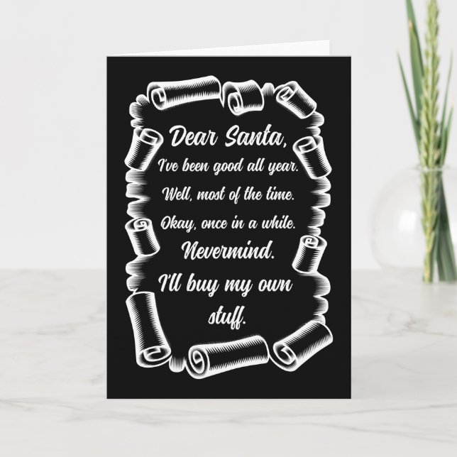 Funny Letter to Santa Christmas Xmas gifts Card (Front)