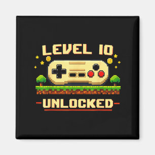 Funny level 10 unlocked video game 10th birthday magnet
