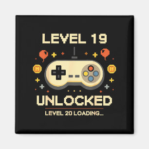 Funny level 19 unlocked gamer 19th birthday video magnet
