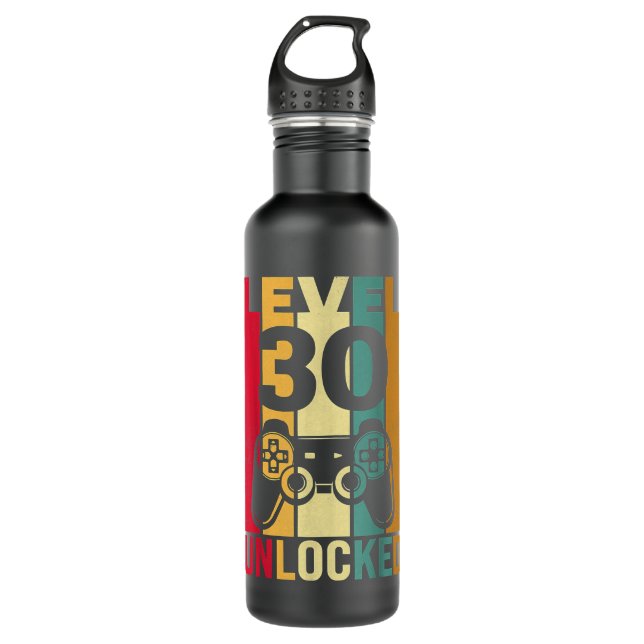 Funny Level 30 Unlocked Him Men BDay Turning 30th  710 Ml Water Bottle (Front)