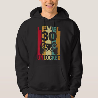 Funny Level 30 Unlocked Him Men BDay Turning 30th  Hoodie