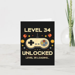 Funny level 34 unlocked gamer 34th birthday video card