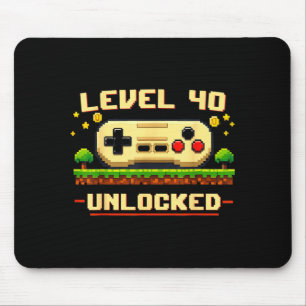Funny level 40 unlocked video game 40th birthday mouse pad