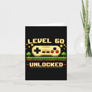 Funny level 60 unlocked video game 60th birthday card