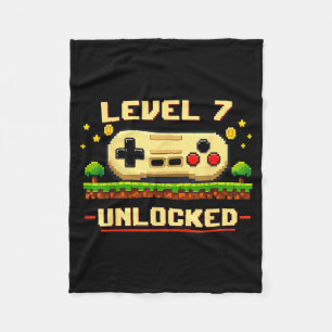 Funny level 7 unlocked video game 7th birthday fleece blanket