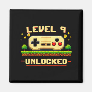 Funny level 9 unlocked video game 9th birthday magnet