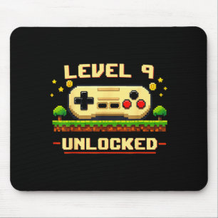 Funny level 9 unlocked video game 9th birthday mouse pad