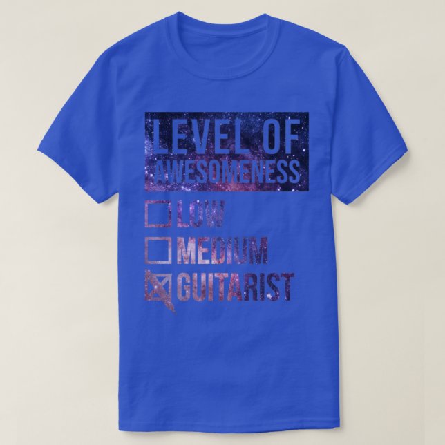 Funny Level Of Awesomeness Low Guitar Guitars Guit T-Shirt (Design Front)