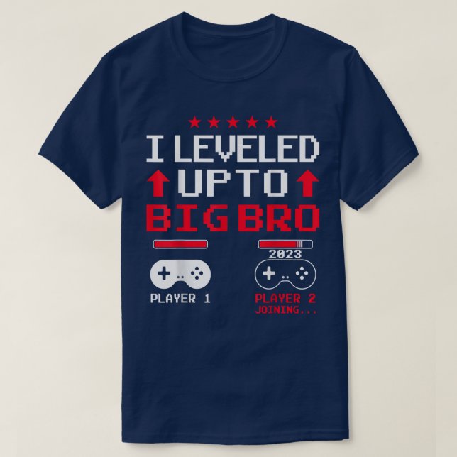 Funny Leveling Up To Big Bro 2023 Loading Future B T-Shirt (Design Front)