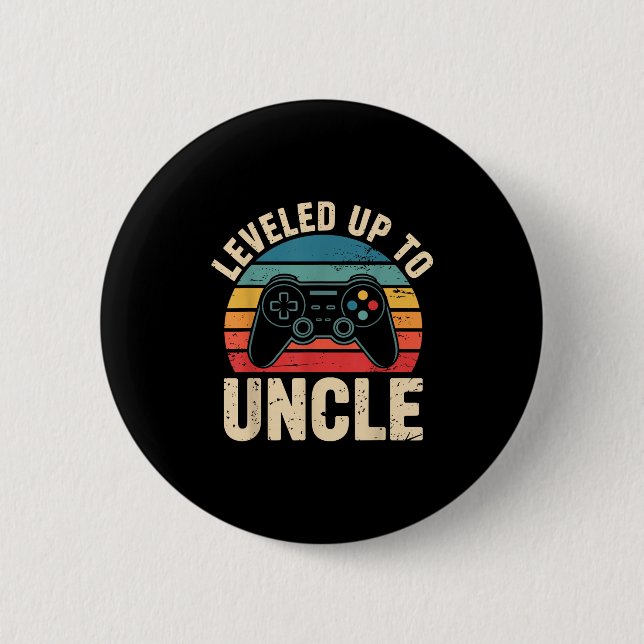 Funny Levelled Up To Uncle Video Gamers Gaming Cut 6 Cm Round Badge (Front)