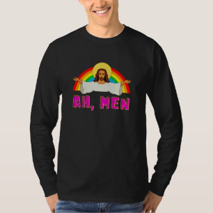 Funny LGBT Ah Man Jesus Gay Pride Rainbow T-Shirt