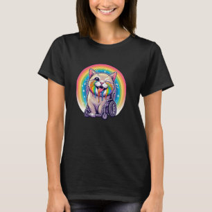 Funny LGBT+ Cat Rainbow Disability Pride Month LGB T-Shirt