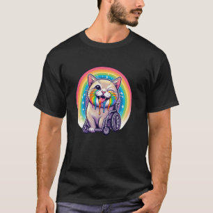 Funny LGBT+ Cat Rainbow Disability Pride Month LGB T-Shirt
