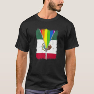 Funny LGBT Mexico Flag Zip Rainbow Mexican Gay Pri T-Shirt