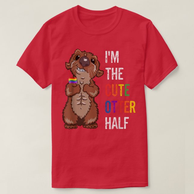 Funny LGBTQ Gay Pride Month Couples I'm The Cute O T-Shirt (Design Front)