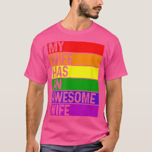 Funny LGBTQ Gay Pride Month Lesbian Wife Rainbow F T-Shirt