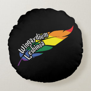 Funny LGBTQ Play On Words Pride Rainbow Round Cushion