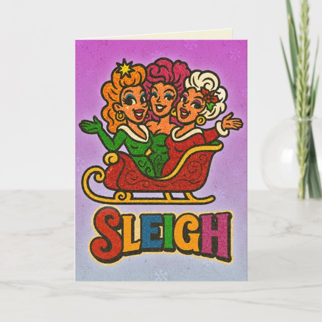 Funny LGBTQ+ Sleigh Christmas Card (Front)
