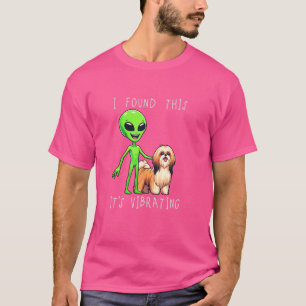 Funny Lhasa Apso Alien I Found This It Vibrating T-Shirt