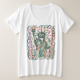 Funny Liberty Statue Bubble Gum Patriotic Plus Size T-Shirt