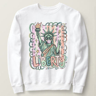 Funny Liberty Statue Bubble Gum Patriotic Sweatshirt