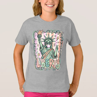 Funny Liberty Statue Bubble Gum Patriotic T-Shirt