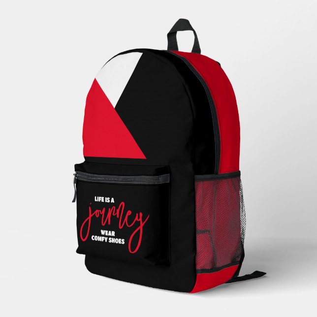Funny Life is a Journey Wear Comfy Shoes Printed Backpack (Back Corner Right)