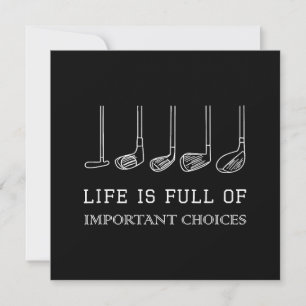 Funny Life is Full Of Important Choices Golf Clubs Thank You Card