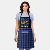 Funny Life is Short Lick The Spoon Plaid Pattern