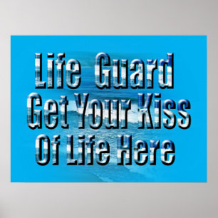 Funny Lifeguard Kiss Here, Poster