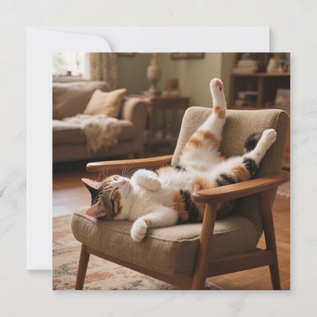 Funny Life's Short Laugh Faster Sleeping Cat Card (Front)