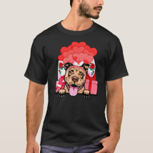 Funny Light Brown Pit Bull Valentine Dog Hearts Ba T-Shirt