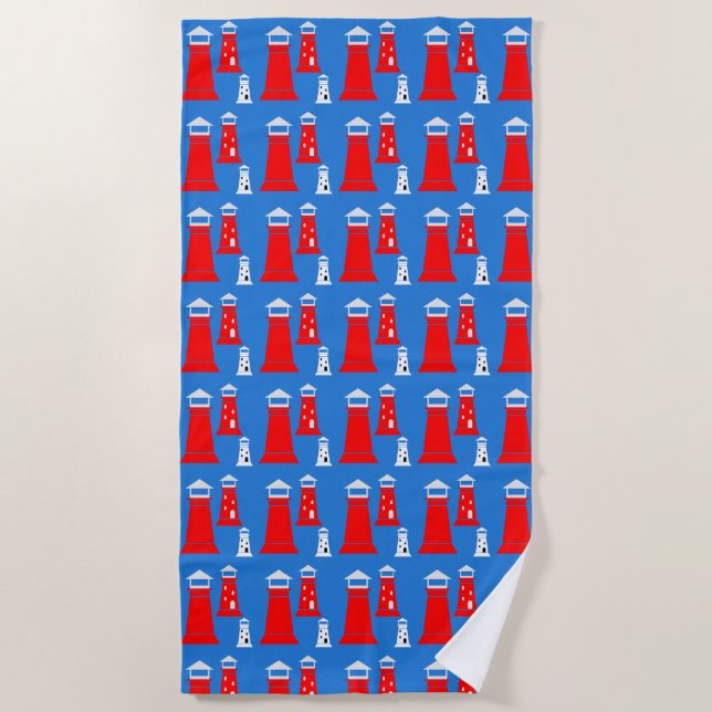 Funny Lighthouse Pattern Beach Towel (Front)