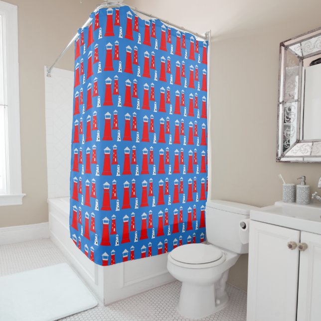 Funny Lighthouse Pattern Shower Curtain (In Situ)