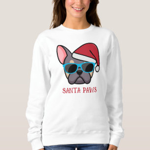 Funny Lilac Tan Frenchie Santa Paws Christmas Sweatshirt