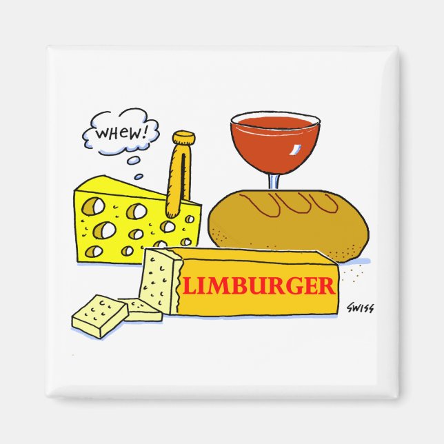 Funny Limburger Cheese Cartoon Tasting Party Favou Magnet (Front)