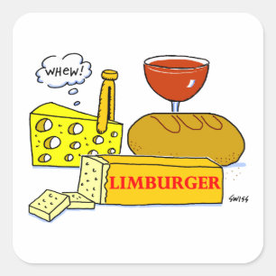 Funny Limburger Cheese Foodie Cartoon  Square Sticker