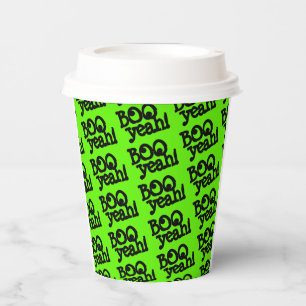 Funny Lime Green Booyeah! Crossed Eyes Halloween Paper Cups