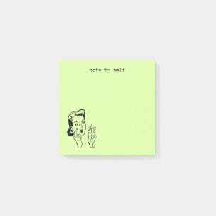 Funny Lime Green Retro Woman Housewife Memo Post-it Notes