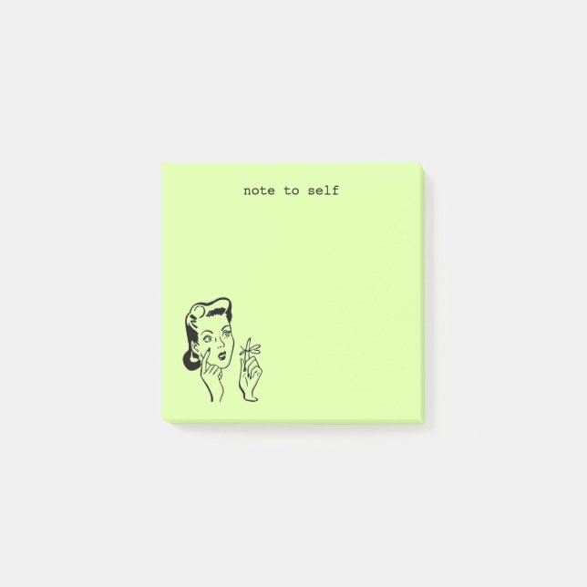 Funny Lime Green Retro Woman Housewife Memo Post-it Notes (Front)
