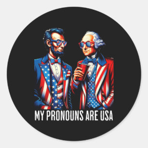 Funny Lincoln Washington 4th Of July Patriotic Pro Classic Round Sticker