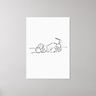 Funny Line Art Sausage Dog Canvas Print