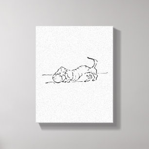 Funny Line Art Sausage Dog Canvas Print
