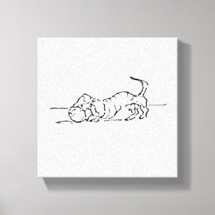Funny Line Art Sausage Dog Canvas Print